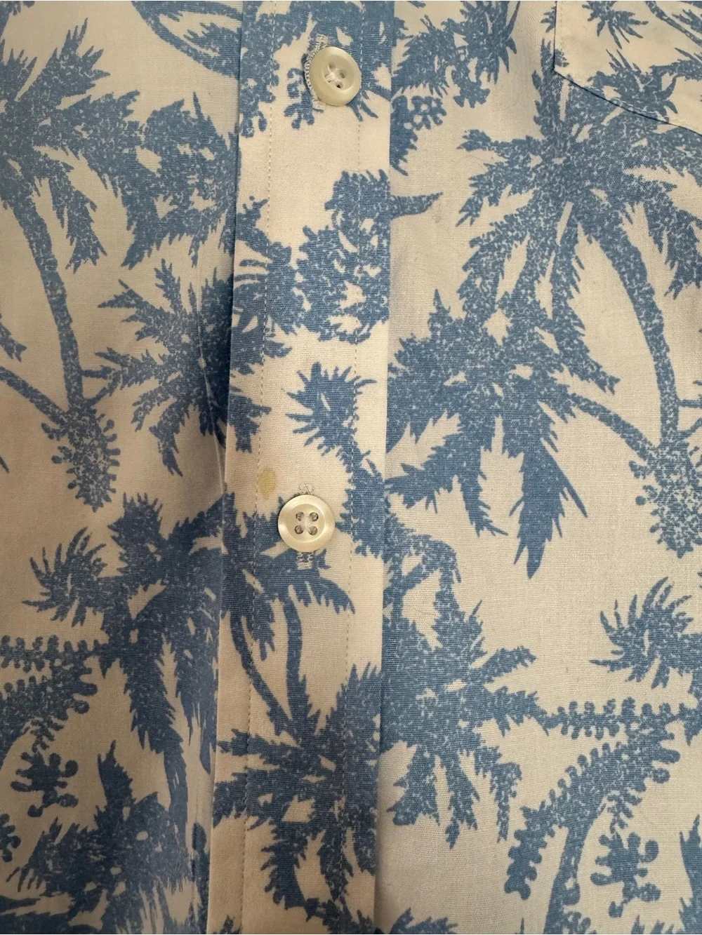 Nautica White Short-Sleeve Palm Print Button-Down Shirt